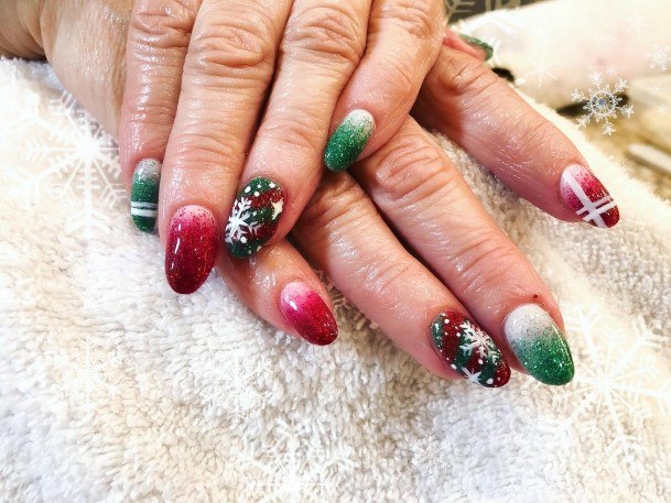 Womens Red And Green Good Looking Nails