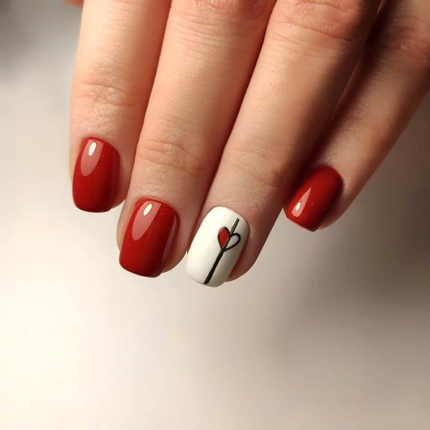 Womens Red And White Girly Nail Designs