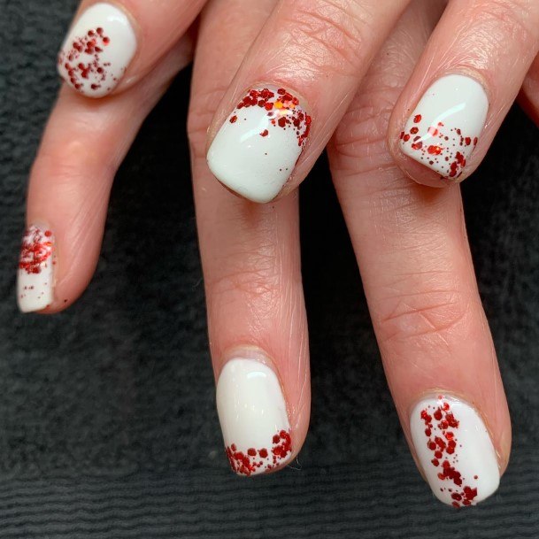 Womens Red And White Good Looking Nails