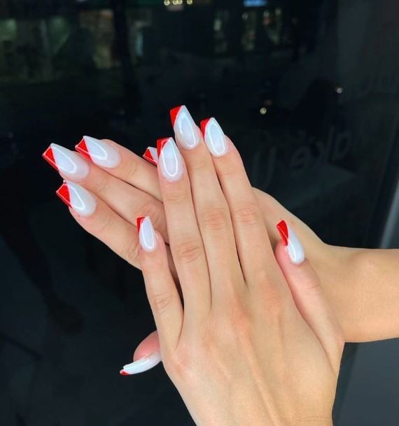 Womens Red And White Nail Ideas