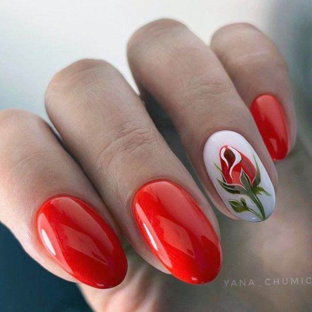 Womens Red Dress Girly Nail Designs