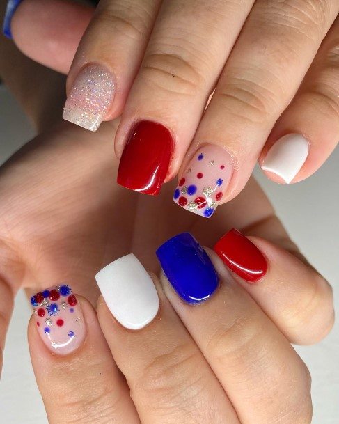 Womens Red White And Blue Girly Nail Designs