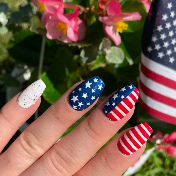 Womens Red White And Blue Nail Design Ideas