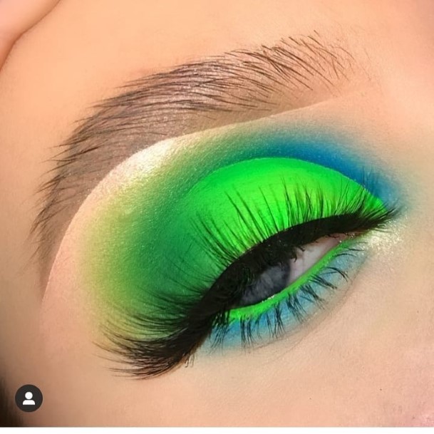 Womens Rich Green Neon Eye Makeup