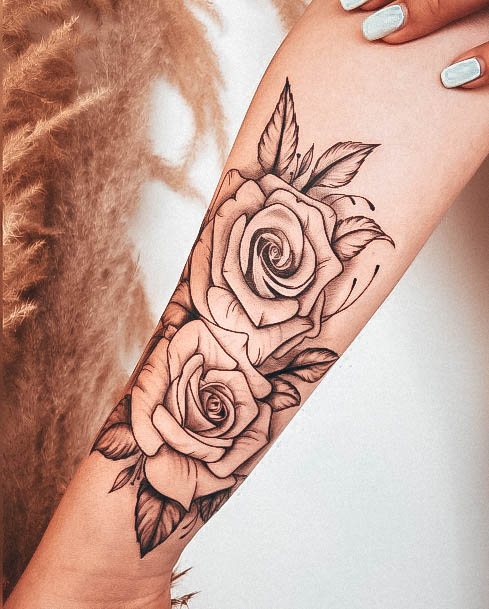 Womens Rose Forearm Tattoos