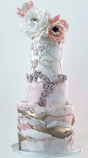 Womens Rose Gold Elegant Wedding Cake