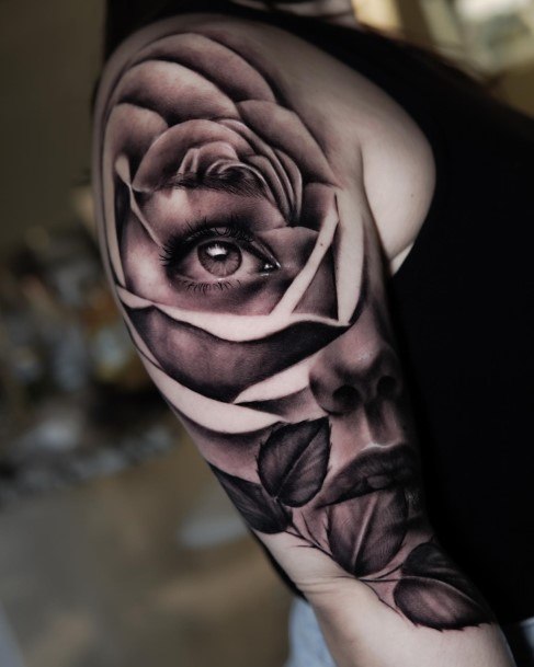 Womens Rose Shoulder Good Looking Tattoos