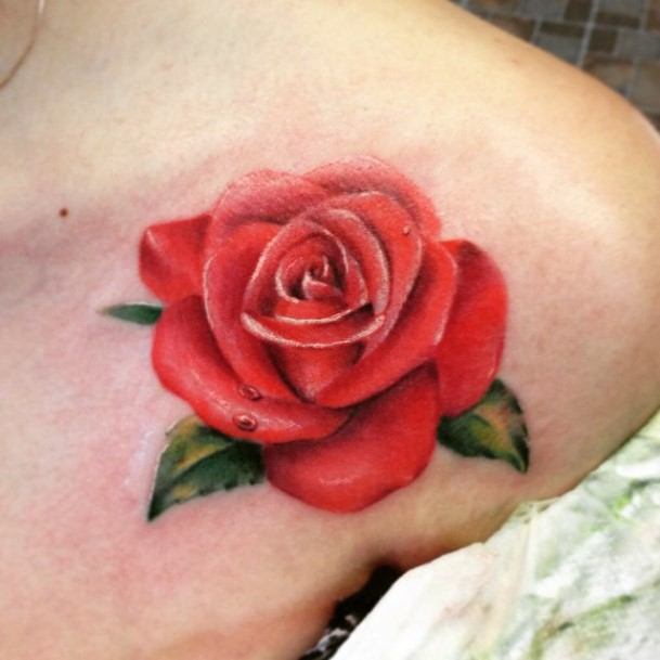 Womens Rose Shoulder Super Tattoo Designs