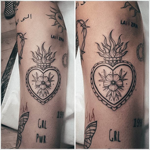 Womens Sacred Heart Tattoo Design Ideas