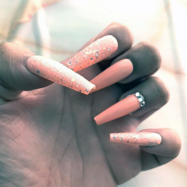 Womens Salmon Girly Nail Designs