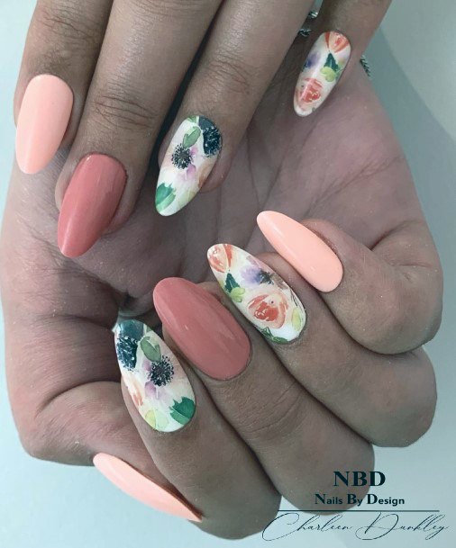 Womens Salmon Nail Ideas