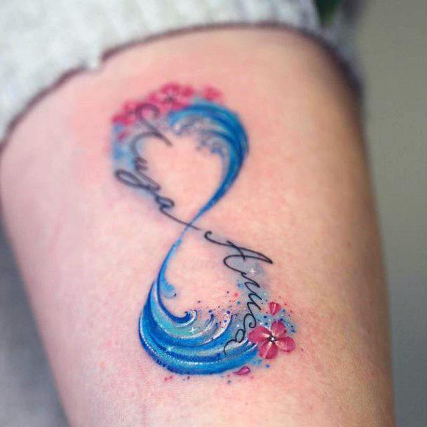 Womens Sea Waves Infinity Tattoo