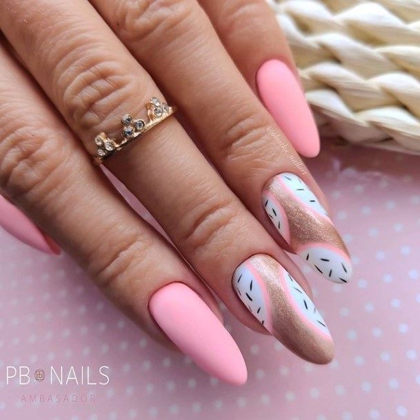 Womens Short Pink And White Good Looking Nails