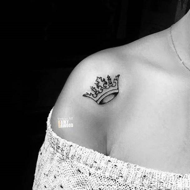 Womens Shoulder Crown Tattoo