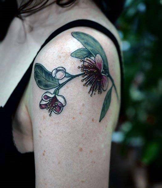 Womens Shoulder Flower Tattoo