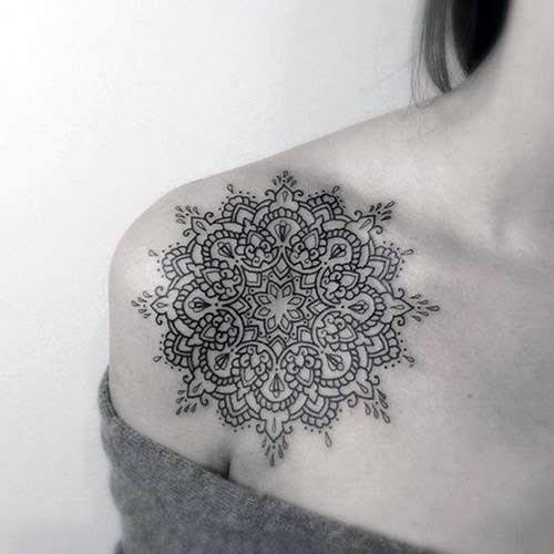 Womens Shoulder Kolam Tattoo