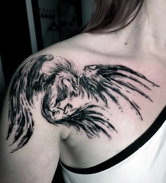 Womens Shoulder Phoenix Tattoo