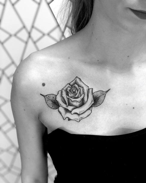 Womens Shoulder Rose Tattoo