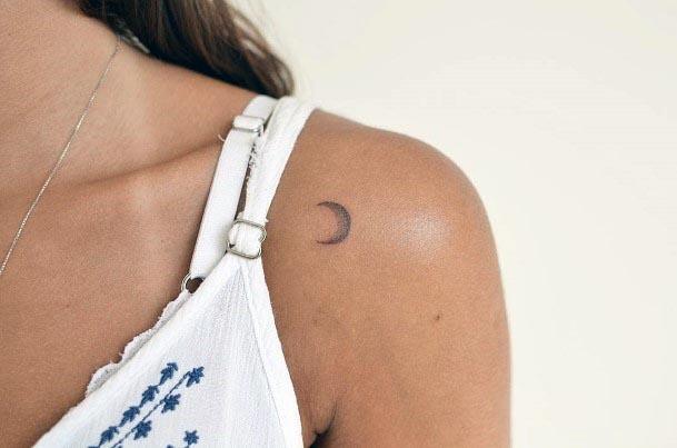 Womens Shoulder Simple New Moon Tattoo