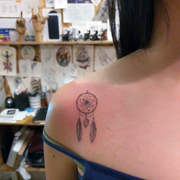 Womens Shoulders Dream Catcher Tattoo