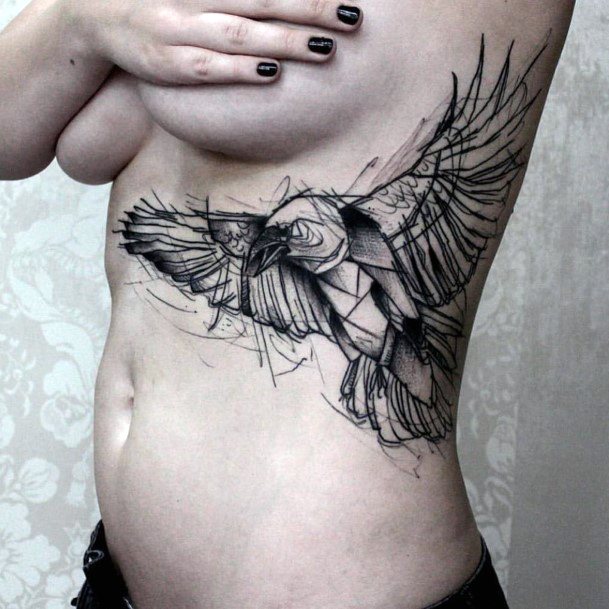 Womens Side Torso Bird Tattoo