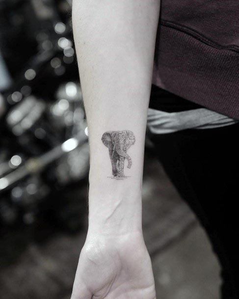 Womens Simple Elephant Tattoo Wrists