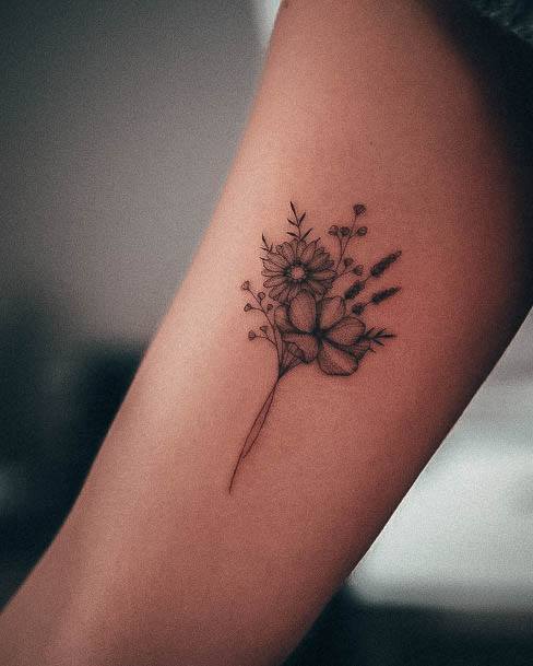 Womens Simple Flower Girly Tattoo Designs