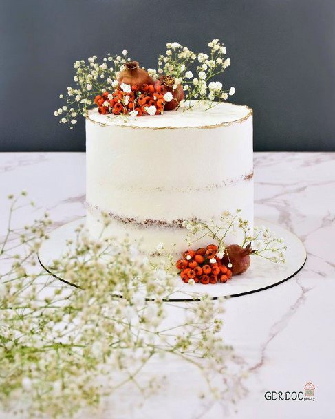 Womens Simple White Fall Wedding Cakes