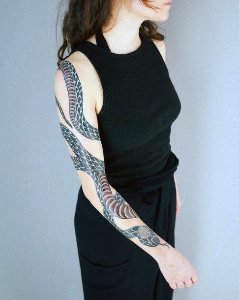 Womens Sleeves Art Tattoo Snake