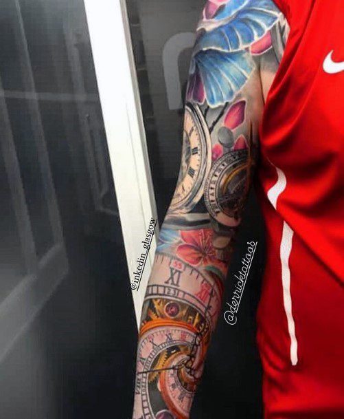 Womens Sleeves Clock Tattoo