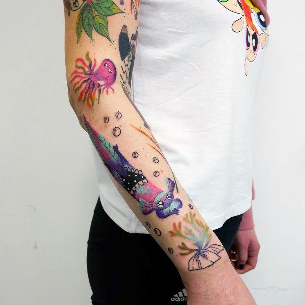 Womens Sleeves Colored Cute Tattoo