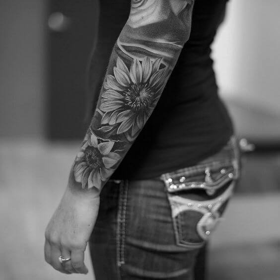 Womens Sleeves Mind Blowing Sunflower Tattoo