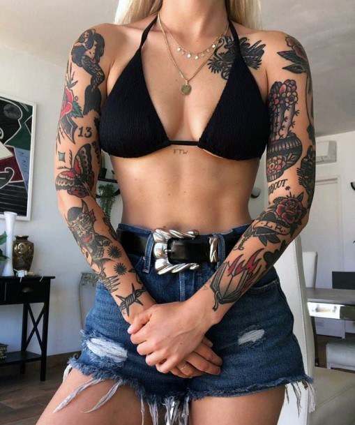 Womens Sleeves Traditional Tattoo
