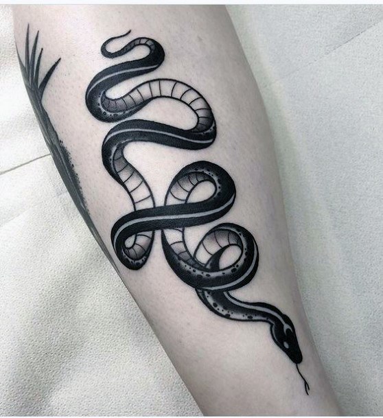 Womens Slithering Snake Tattoo On Arms