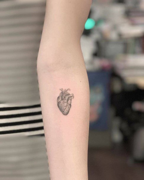 Womens Small Anatomical Heart Tattoo On Arms