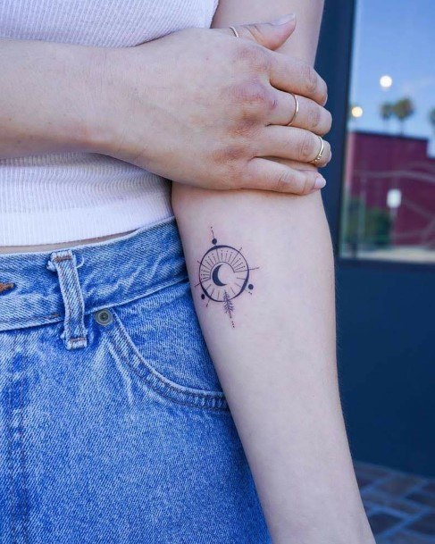 Womens Small Compass Tattoo On Arms