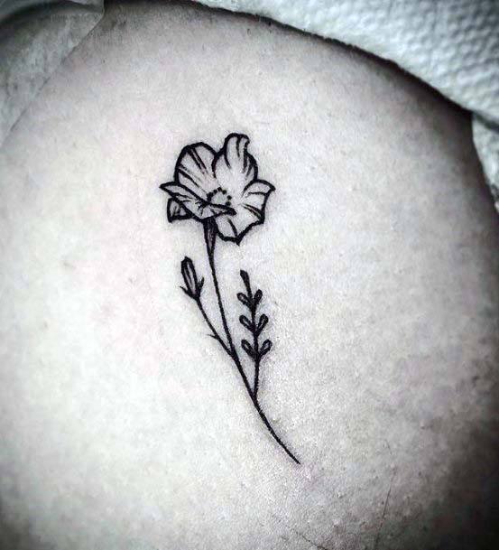 Womens Small Cute Black Flower Tattoo On Bottom Art