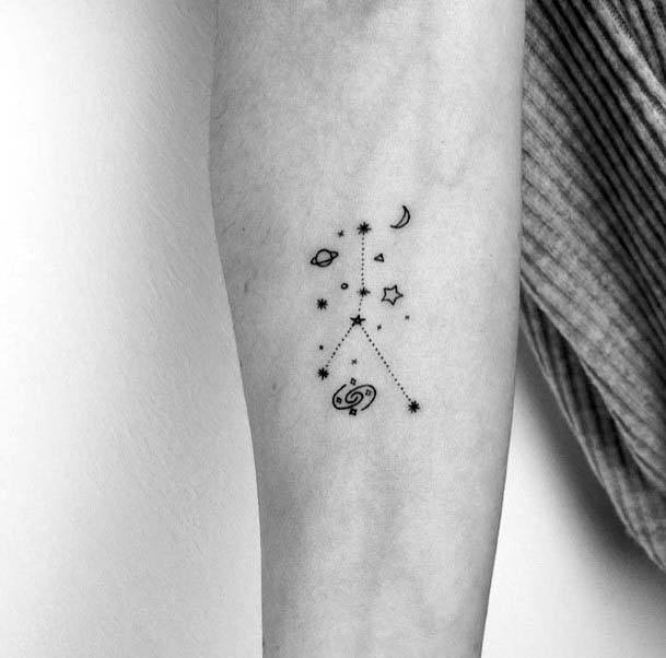 Womens Small Cute Constellation Moon Stars Tattoo