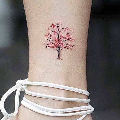 Womens Small Cute Japanese Cherry Blossom Tattoo Ankles