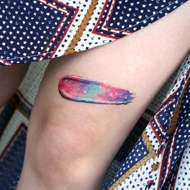 Womens Small Cute Painted Galaxy Tattoo Thighs