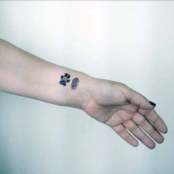 Womens Small Cute Paw And Finger Print Tattoo Womens Wrists