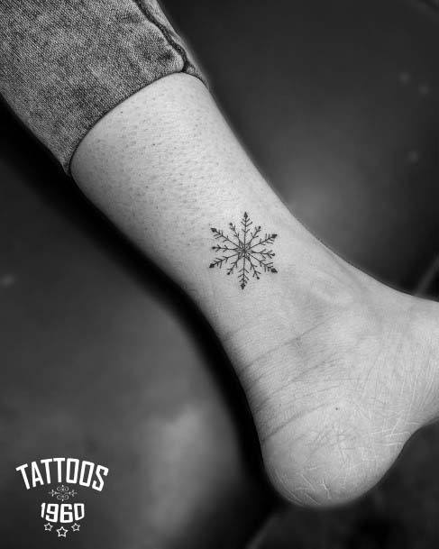 Womens Small Cute Snow Flake Tattoo Ankles