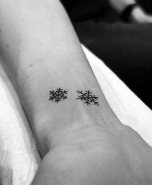 Womens Small Cute Snow Flake Tattoo On Wrists