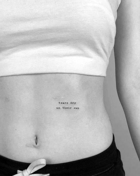 Womens Small Cute Wordings Tattoo On Stomach