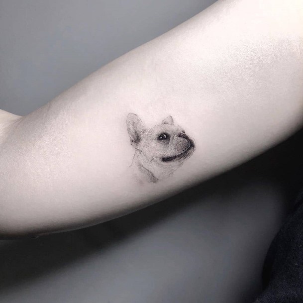 Womens Small Dog Tattoo On Arms