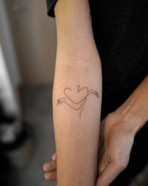 Womens Small Heart Hug Tattoo On Arms