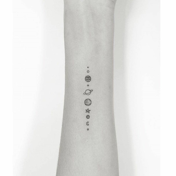 Womens Small Heavenly Bodies Tattoo On Arms