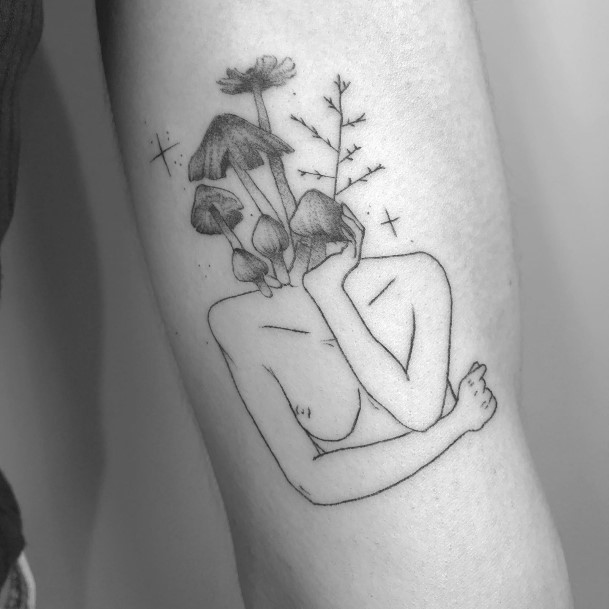 Womens Small Mushroom Girly Tattoo Designs