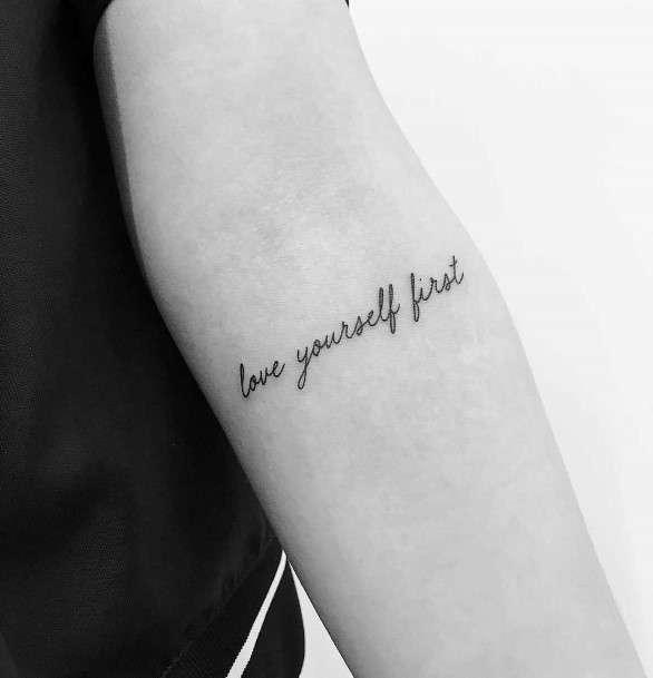 Womens Small Self Love Quote Tattoo On Arms