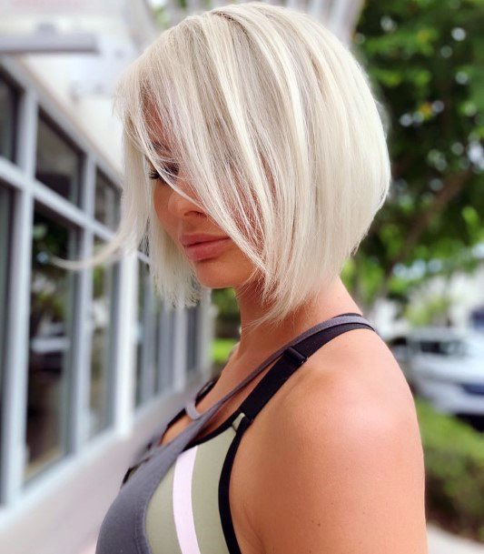 Womens Smooth Silver Bob Modern Hairstyle